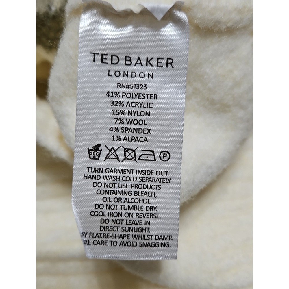 Ted Baker London Floral Jacquard Sweater Women's Medium In Soft Marshmallow - Picture 8 of 8